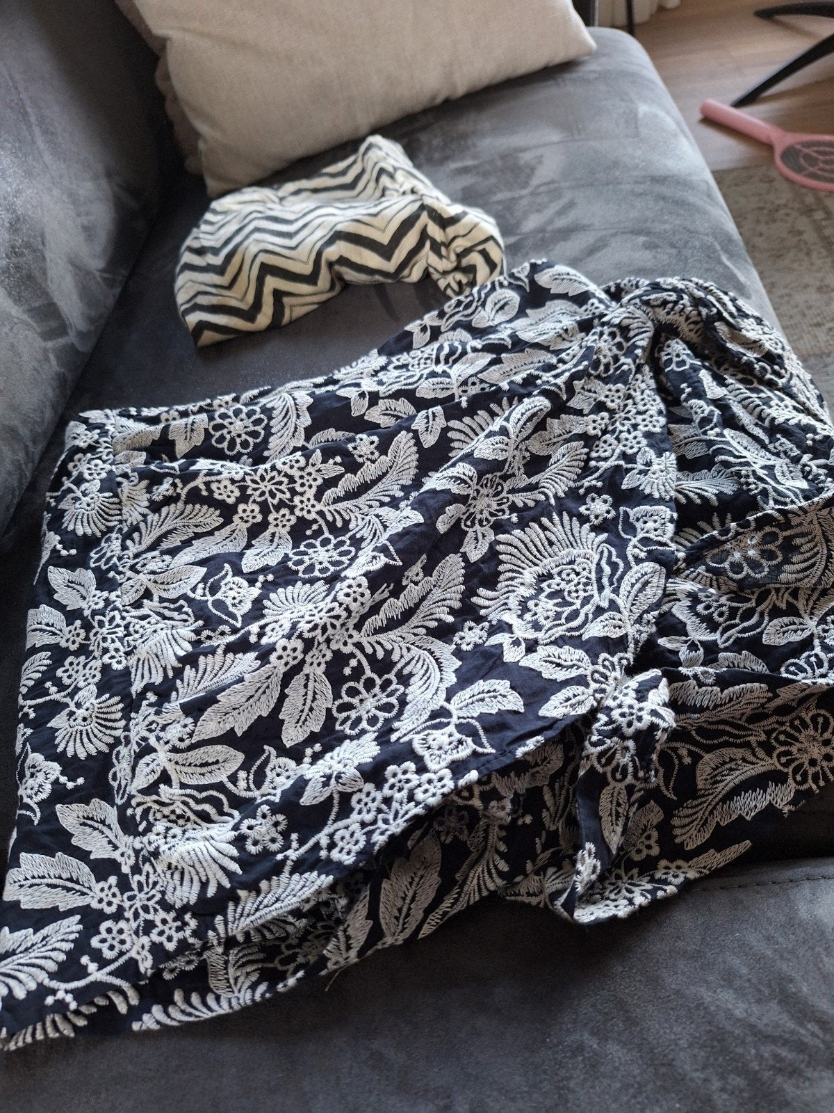 Zara geborduurde skort - blauw met wit borduurwerk, Maat 38/40 (M), Kort, Blauw, Zara