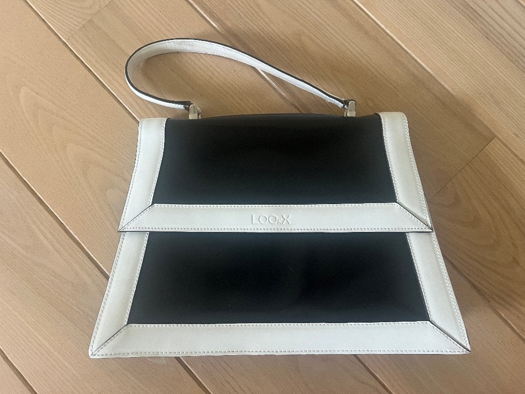 Handtas Lookx zwart witte tas lakleer, Ophalen of Verzenden, Zo goed als nieuw, Zwart, Handtas