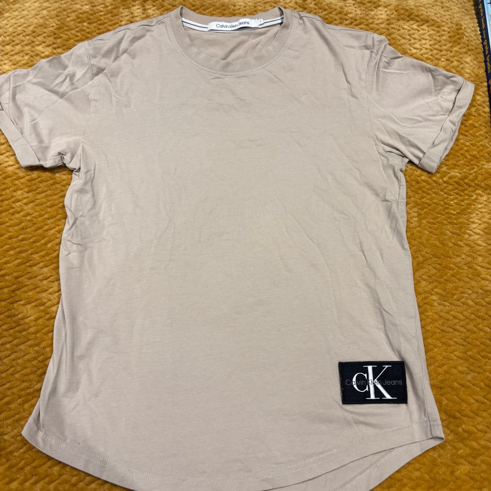 Calvin Klein Jeans T-shirt - Maat S, Ophalen, Zo goed als nieuw, Maat 46 (S) of kleiner, Beige