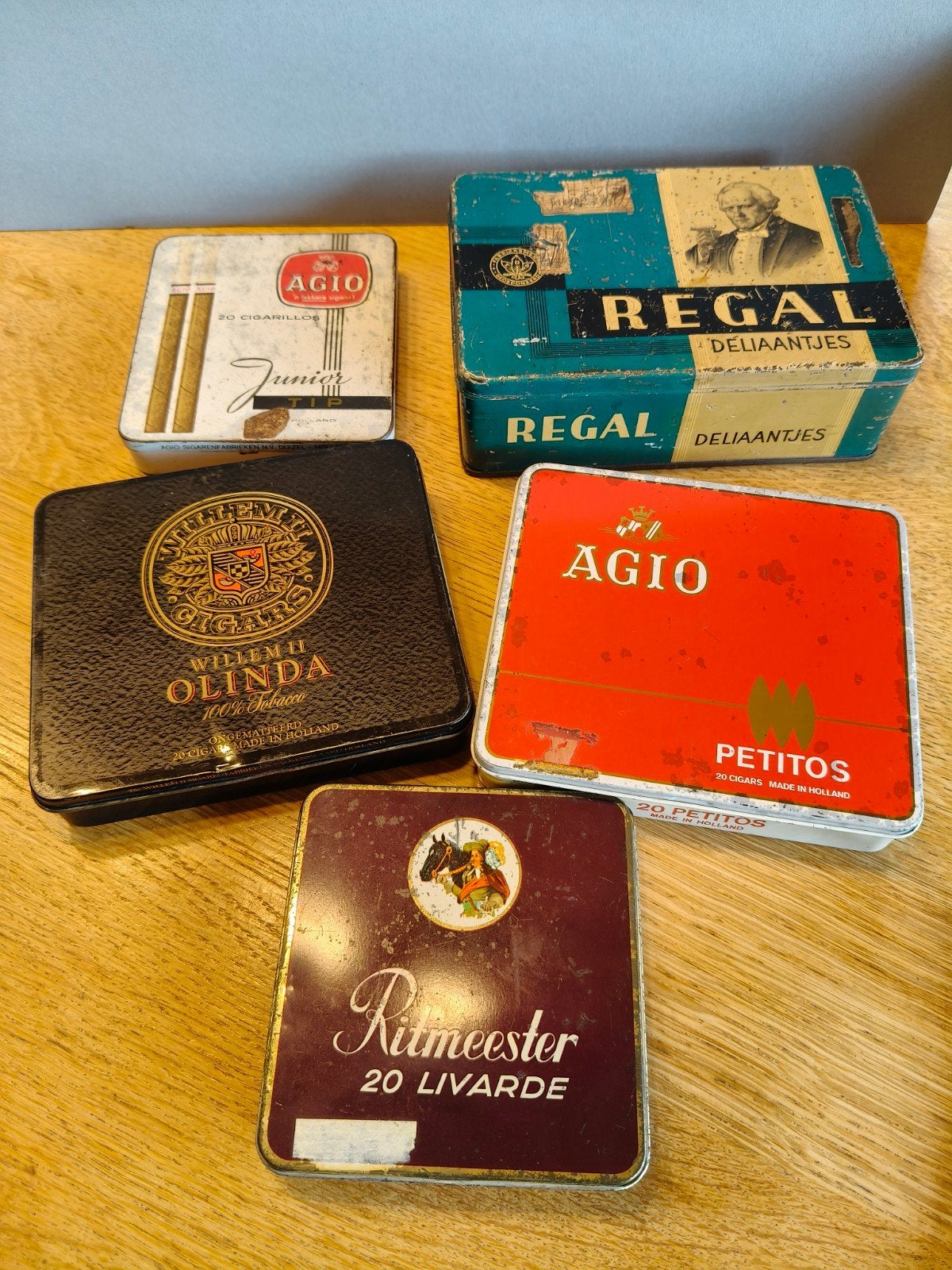 Partij vintage pocket-sigarenblikjes (5 stuks), Ophalen of Verzenden, Gebruikt, Overige, Overige merken