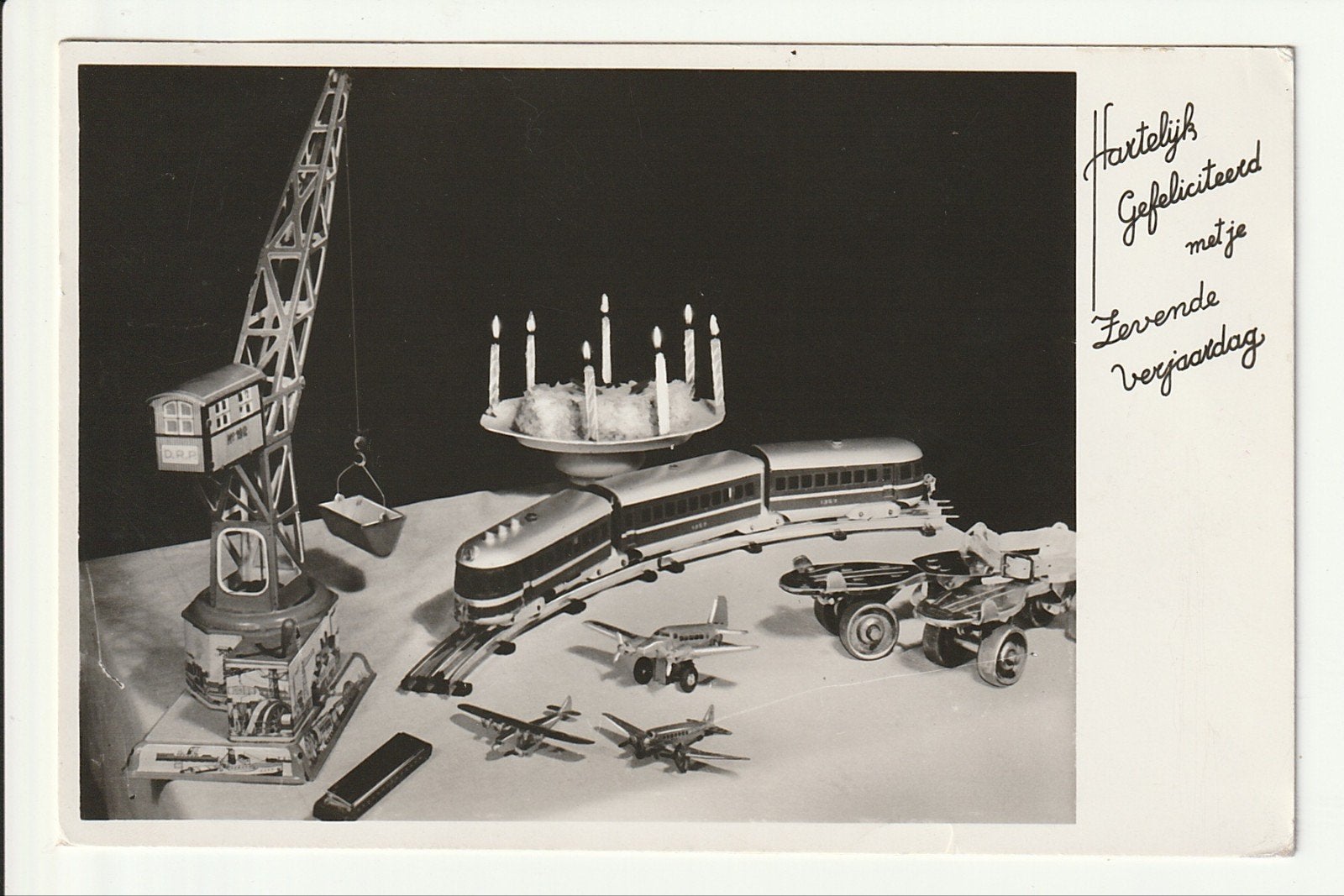 MODELTREIN HARTELIJK GEFELICITEERD ZEVENDE VERJAARDAG KAARS, Ophalen of Verzenden, 1940 tot 1960, Gelopen, Zeeland