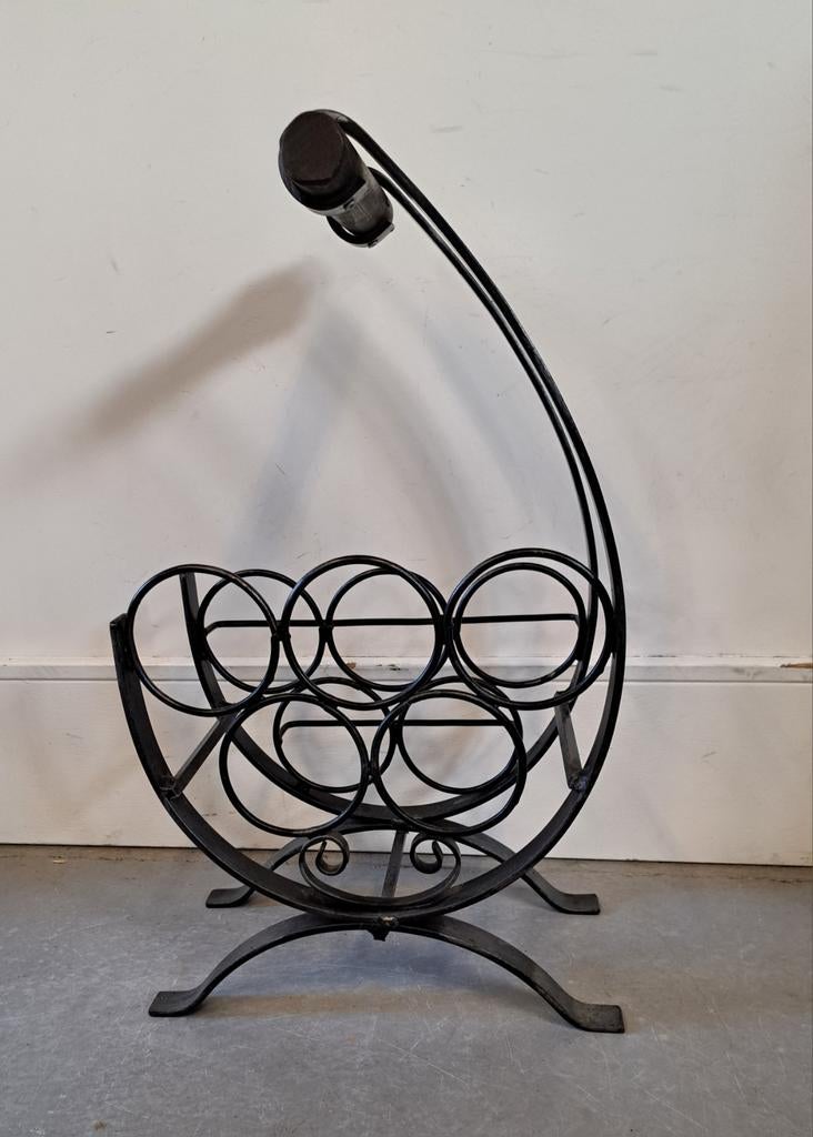 Brutalist Wijnrek - Metaal en Hout, Huis en Inrichting, Woonaccessoires | Wijnrekken, Gebruikt, 50 tot 75 cm, Onbekend, Ophalen of Verzenden