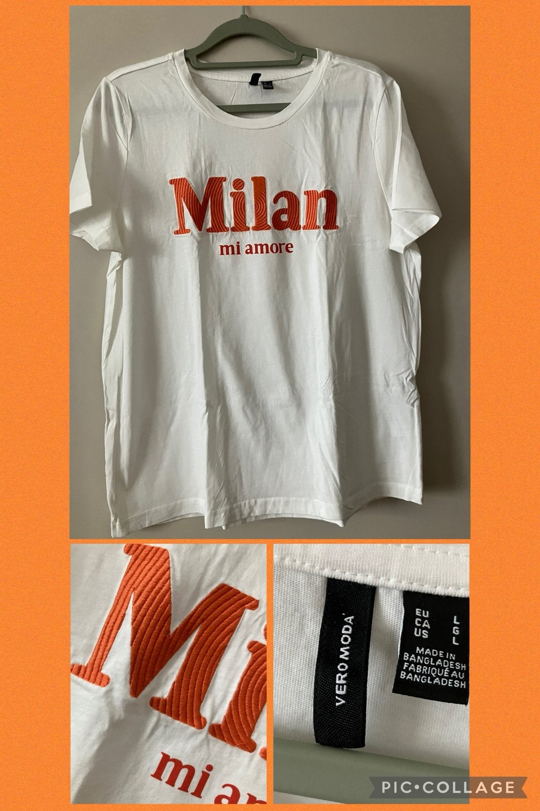 Nieuw/crème t shirt oranje tekst/Vero moda-L, Overige kleuren, Maat 42/44 (L), Nieuw, Ophalen of Verzenden