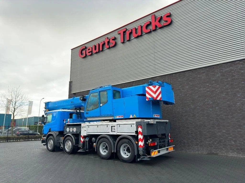Scania P420 8X4 + FAUN HK 40 + JIB KRAAN/KRAN/CRANE/GRUA, Euro 5, Achterwielaandrijving, Scania, Blauw