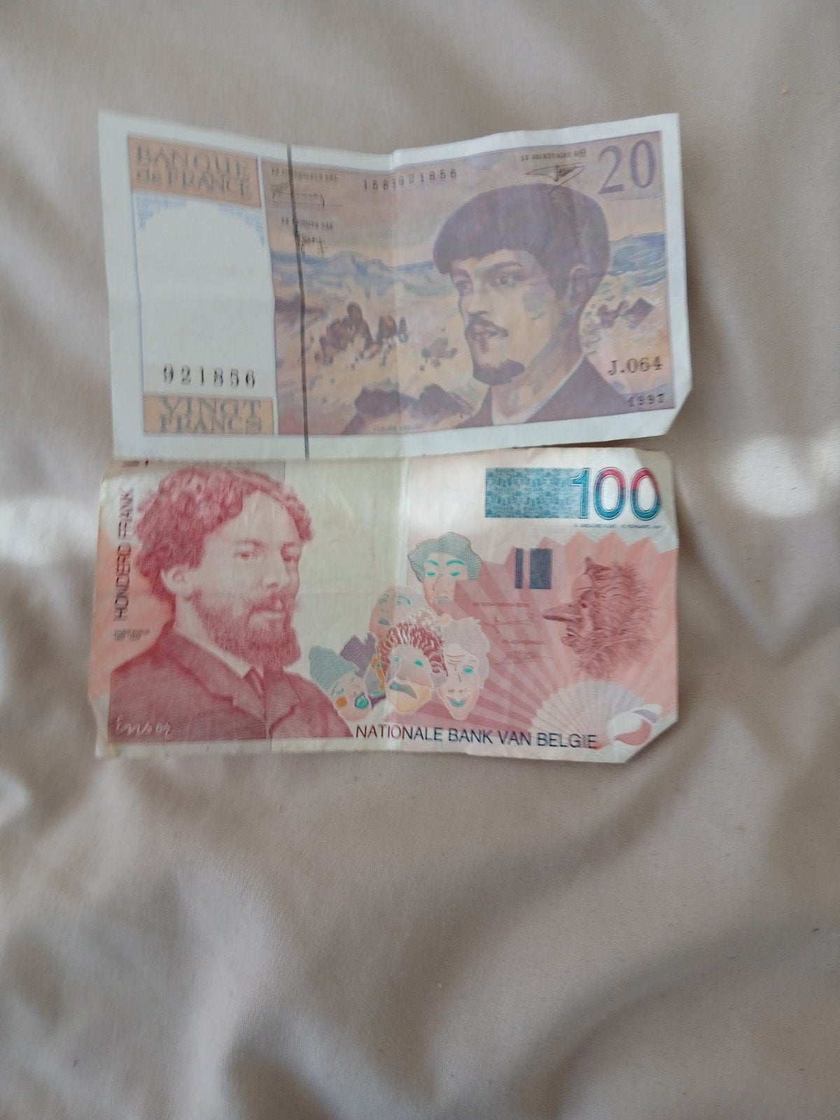 Oude Franse en Belgische bankbiljetten - 20 Francs en 100 Fr, Ophalen of Verzenden