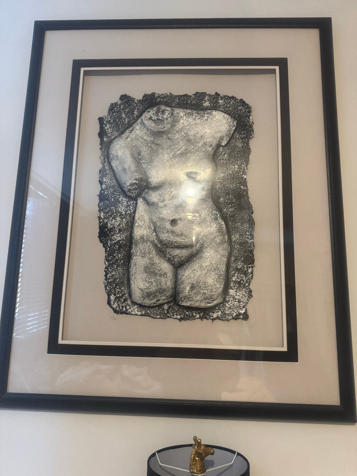 Uniek Schilderij: Zilverkleurige Torso in Lijst, Ophalen, Figuren, Ingelijst, Overige materialen
