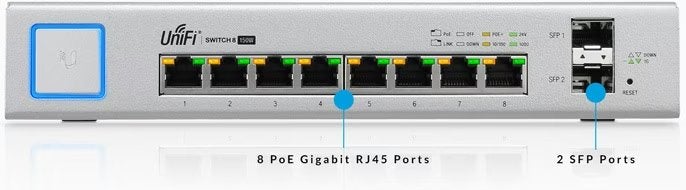 Ubiquiti UniFi Switch (8-poorts, 150W PoE+), Computers en Software, Netwerk switches, Ophalen of Verzenden, Zo goed als nieuw