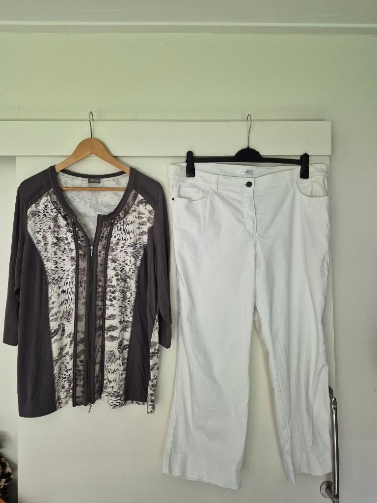 broek gerry weber + vest gelco maat 46 48, Wit, Maat 46/48 (XL) of groter, Ophalen of Verzenden, Zo goed als nieuw