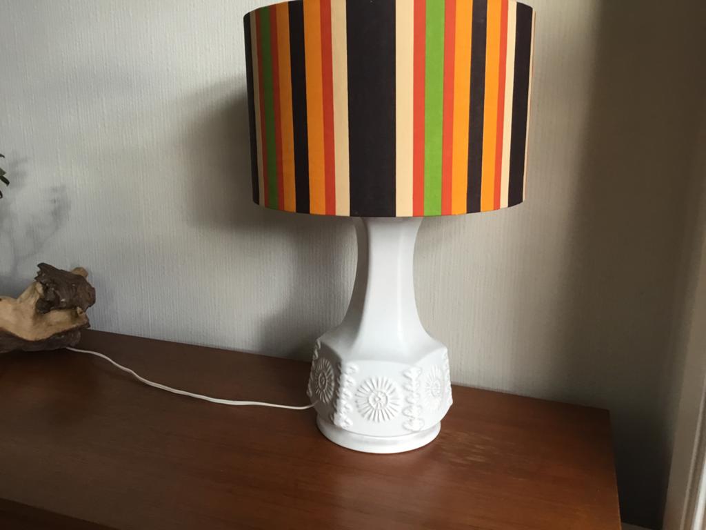 Vintage lamp met retro stoffen kap., Ophalen of Verzenden