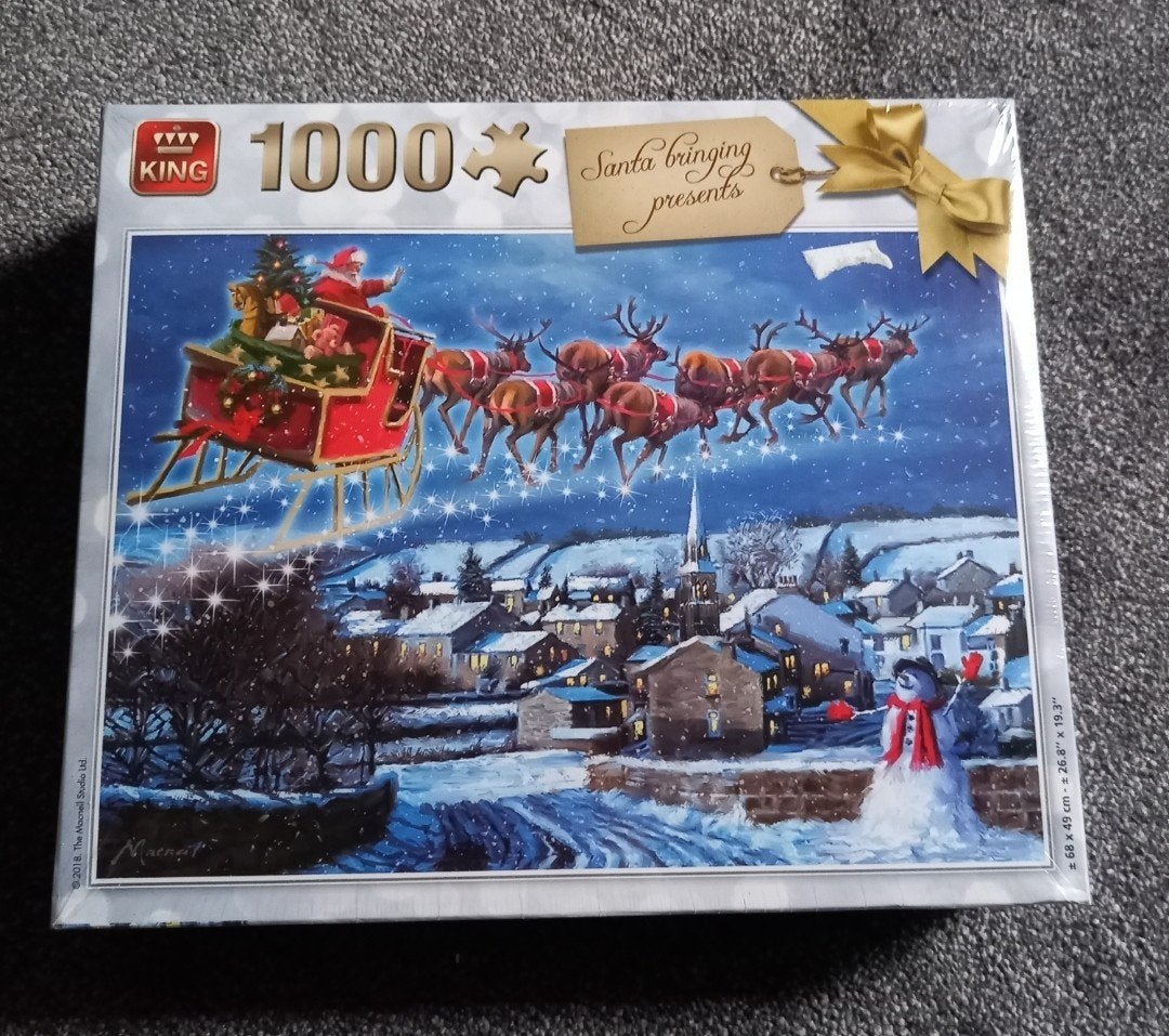 Nieuwe King Legpuzzel 1000 stukjes Kerstman in arreslee, Hobby en Vrije tijd, Denksport en Puzzels, Nieuw, Legpuzzel, 500 t/m 1500 stukjes