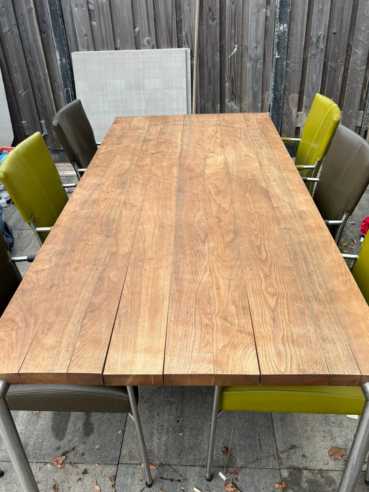 Bert Pantagie eettafel met 6 stoelen, Ophalen, Zo goed als nieuw, Rechthoekig, Hout