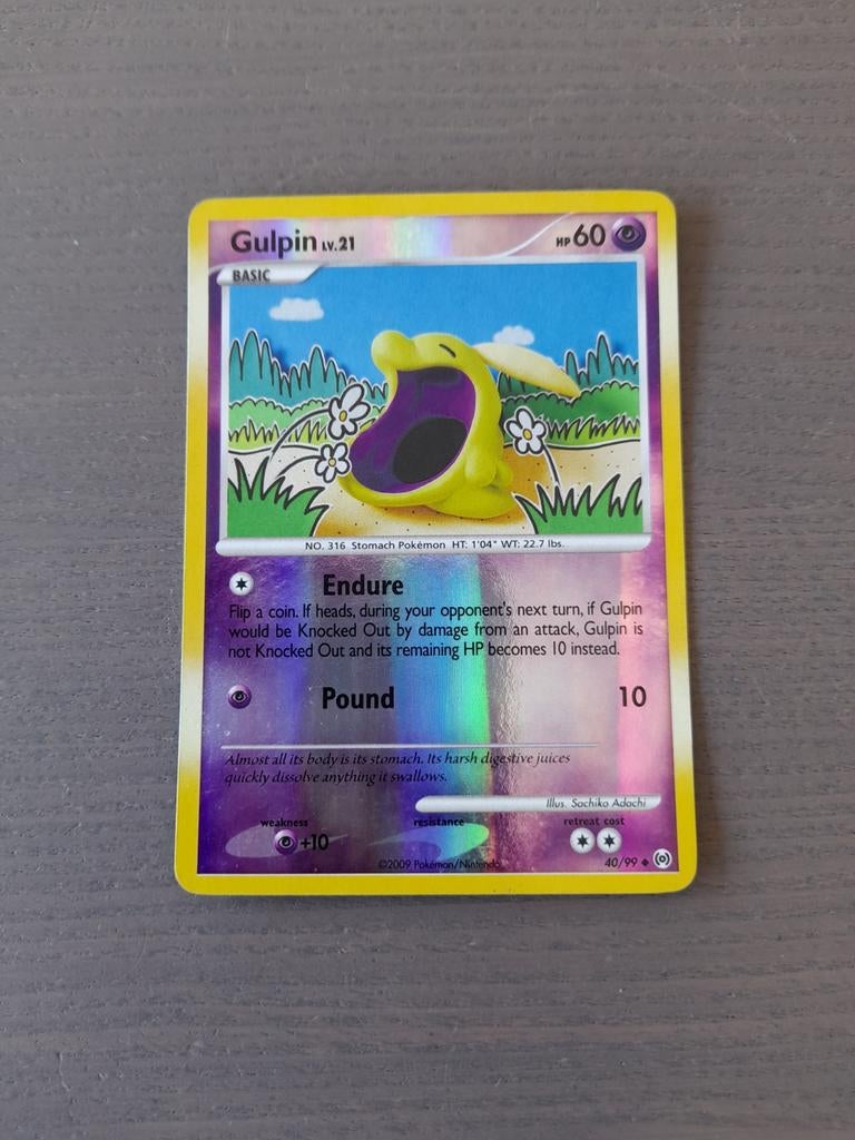 2009 arceus 40/99 gulpin reverse, Ophalen of Verzenden, Gebruikt, Losse kaart, Foil