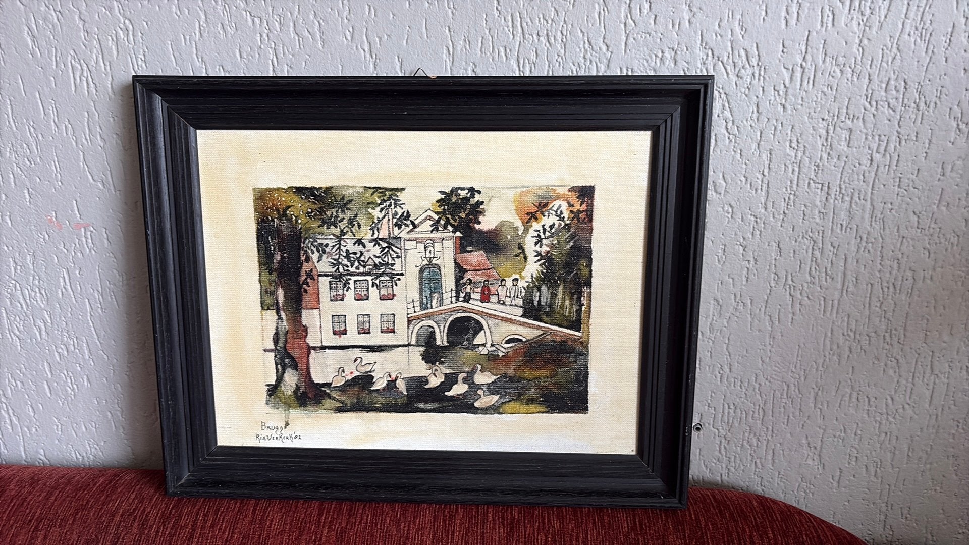 Schilderij Ria Verkerk, Paneel, Realistisch, Ophalen of Verzenden, Stads- / dorpsgezicht