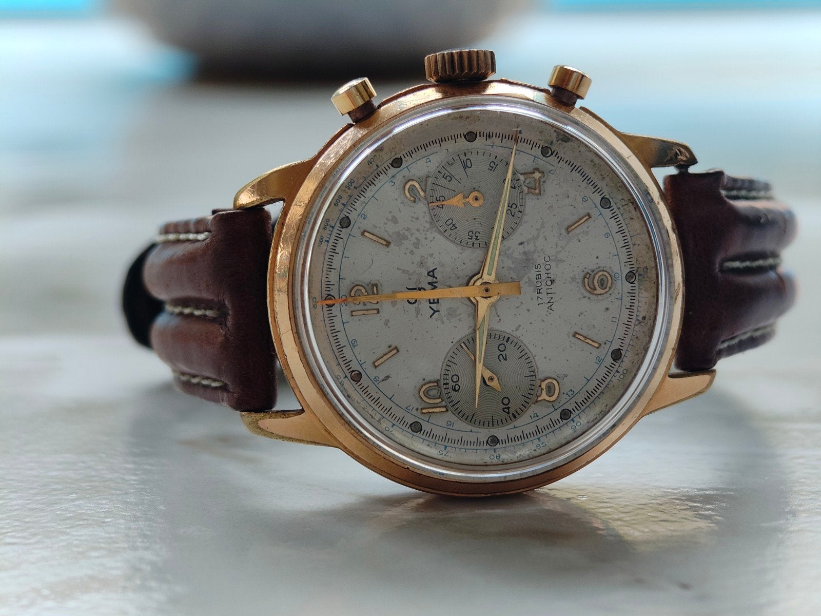 Yema Chronograaf met prachtige patina, Overige merken, Staal, Verzenden, 1960 of later