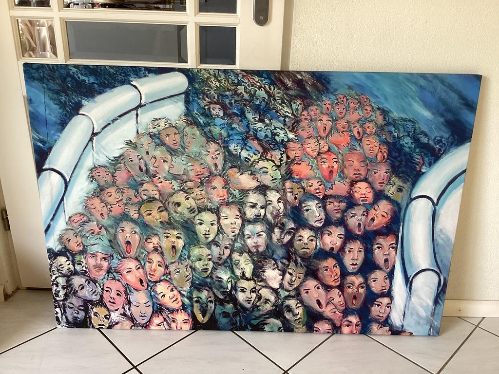 Berlijnse muur op canvas, Ophalen of Verzenden