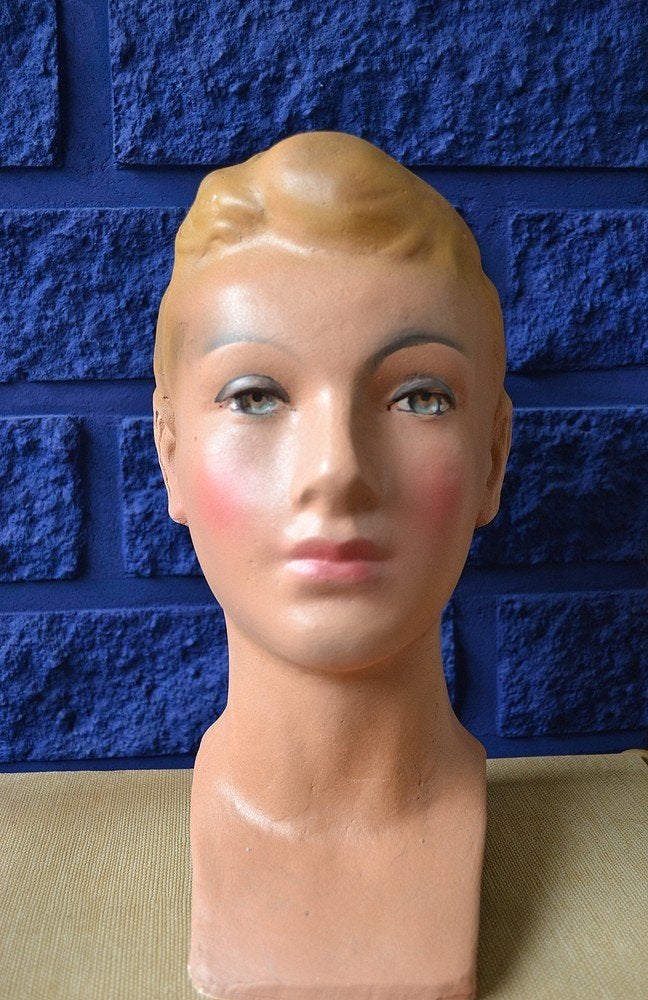 Vintage mannequin-hoofd #1 BLOSSOM BROCANTE, Antiek en Kunst, Curiosa en Brocante, Ophalen of Verzenden