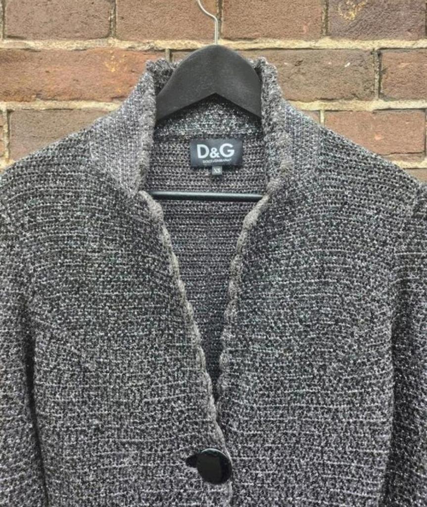 Dolce&Gabbana Lange Vest D&G Metallic Gebreide Jas XS, Ophalen of Verzenden, Zo goed als nieuw, Maat 34 (XS) of kleiner, Grijs