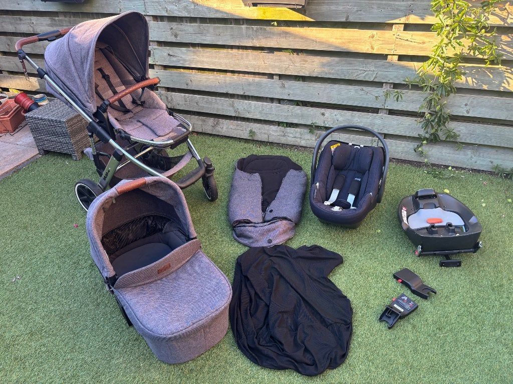 3in1 kinderwagen - ABC design, cybex autostoel met isofix, Gebruikt, Verstelbare duwstang, Ophalen, Kinderwagen