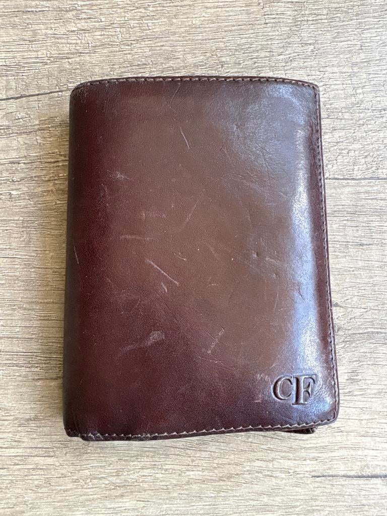Bruine Leren Portemonnee - Claudio Ferrici, Sieraden, Tassen en Uiterlijk, Portemonnees, Overige merken, Gebruikt, Bruin, Ophalen of Verzenden