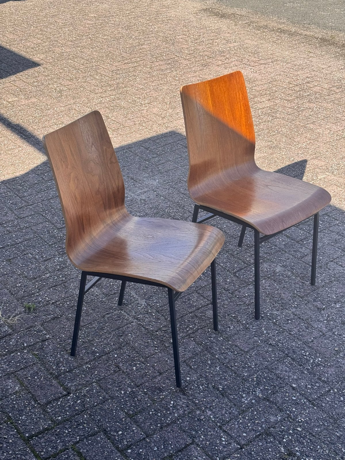 Twee vintage Auping slaapkamer stoelen, Huis en Inrichting, Ophalen, Gebruikt, Twee, Bruin