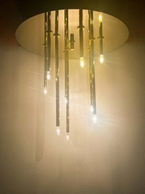 Vintage Hollywood Regency plafondlamp met 9 lichtpunten, Ophalen, Overige materialen, Gebruikt, Overige merken