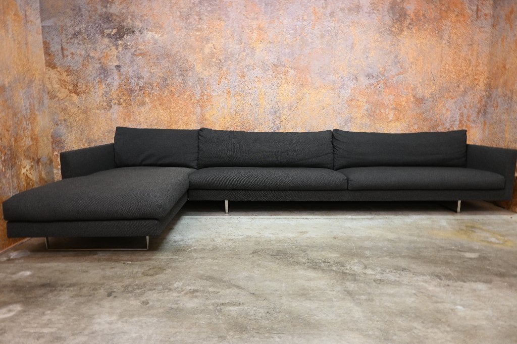 ZGANieuw zwart/grijze stoffen Montis Axel design hoekbank XL