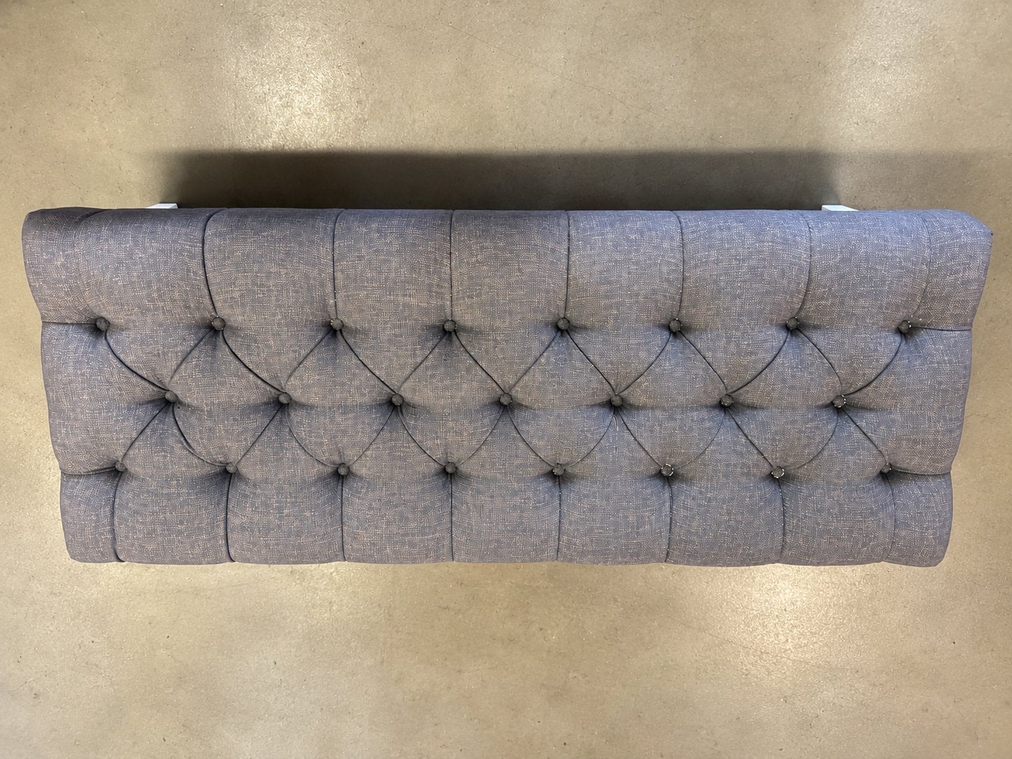 Gecapitonneerd slaapkamerbankje - grijs/blauw, Ophalen, Gebruikt, 125 cm of meer, Rechthoekig