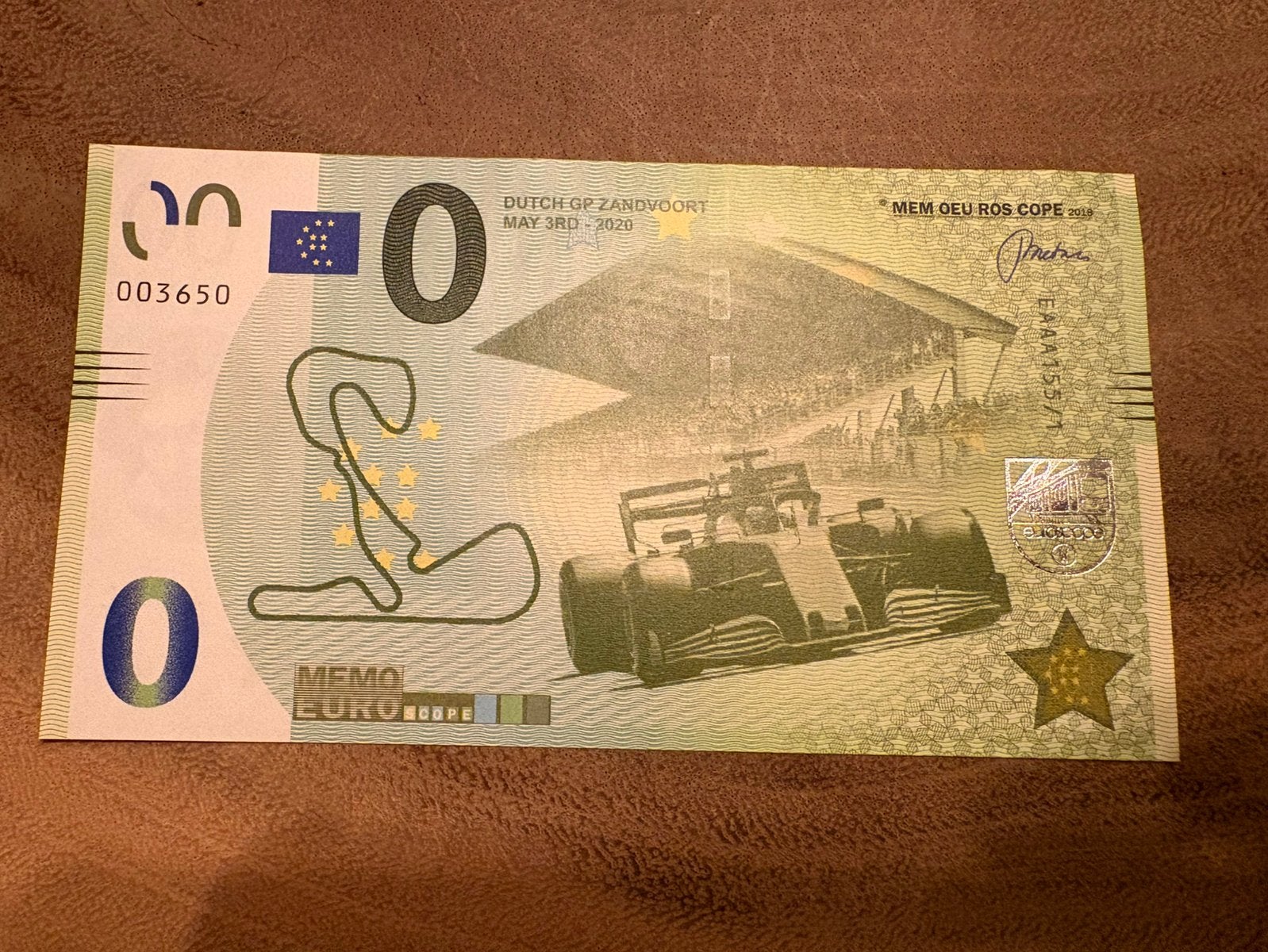 0 euro biljet Dutch GP Zandvoort 2020, Ophalen of Verzenden, Overige landen, Los biljet