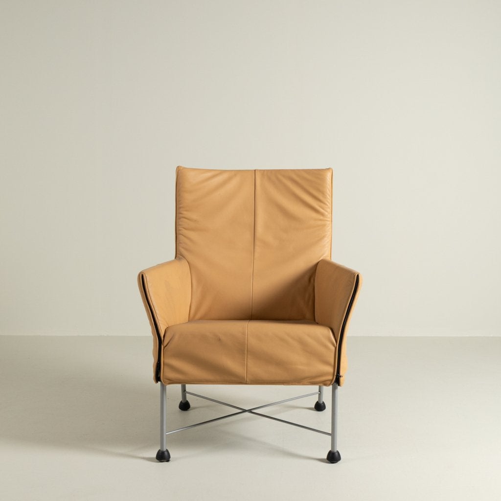 Montis Charly Fauteuil Vanille Leer - Aluminium (Op Doppen), Niet ingevuld, Zo goed als nieuw, Niet ingevuld, Niet ingevuld