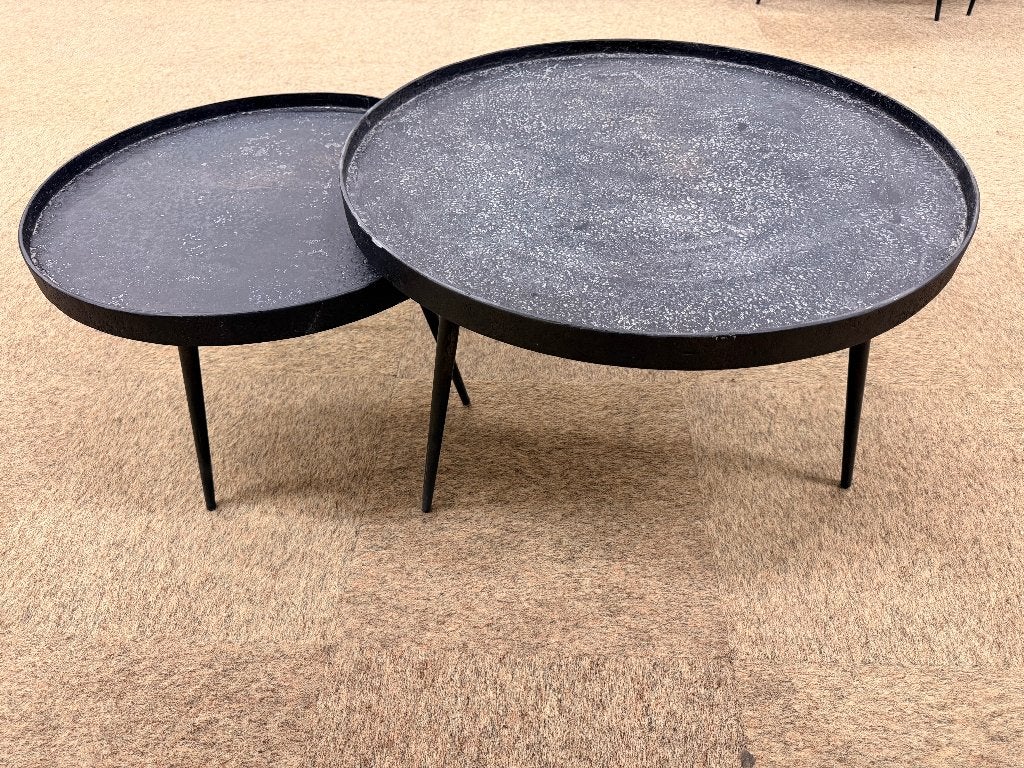 Salontafel zwart set van 2 (2 sets beschikbaar), Ophalen, Gebruikt, 50 tot 100 cm, Rond