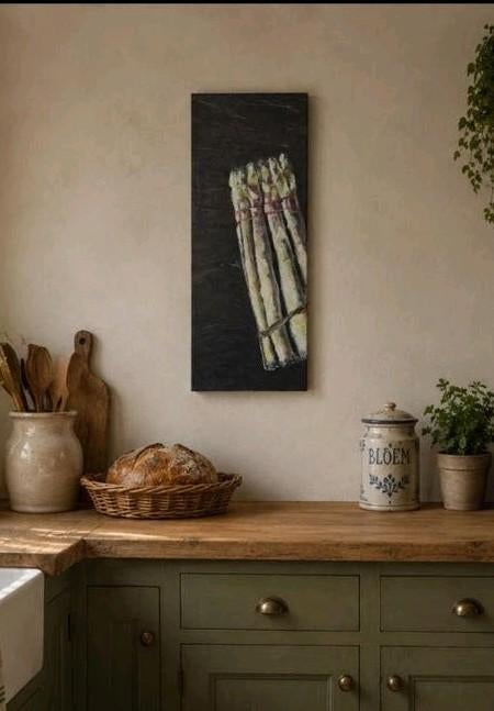Schilderij keuken art moederdag cadeau asperges acryl 50x20, Ophalen of Verzenden, Nieuw