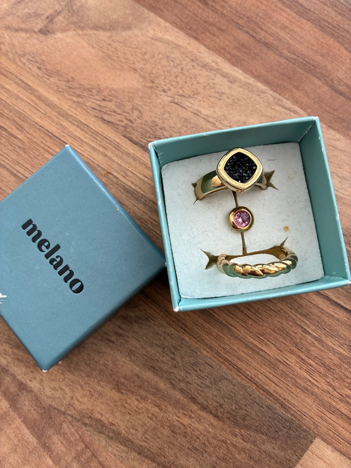 2 prachtige nieuwe Melano ringen met verwisselbare steentjes, Nieuw, Ophalen of Verzenden, Dame, Goud