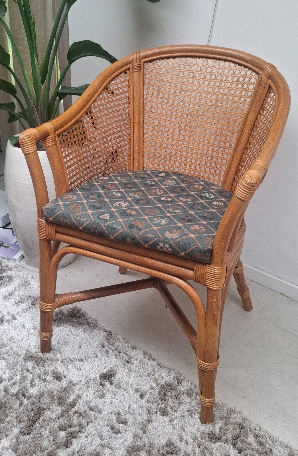 Set 2 Rotan stoelen met kussens, Ophalen, Gebruikt, Twee, Bruin