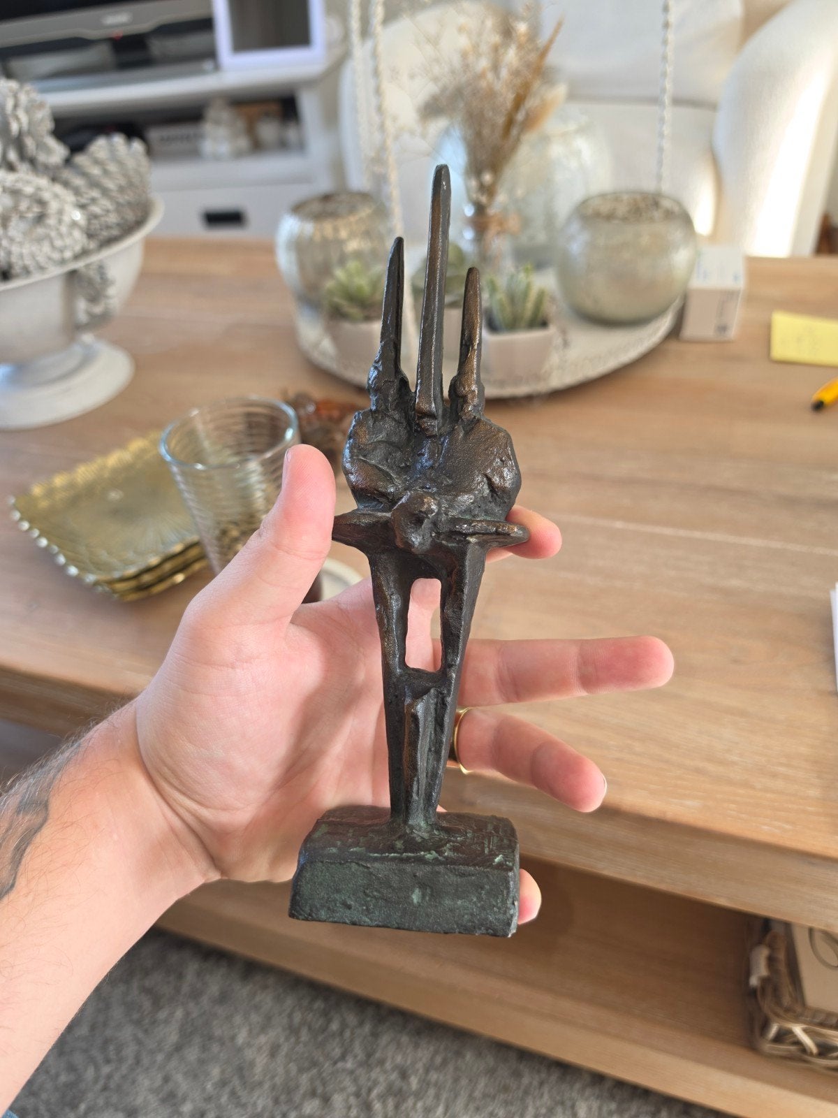 Ton Jacobs Abstract bronzen sculptuur, gesigneerd, Antiek en Kunst, Ophalen, Brons, 20 - 50 cm, Op sokkel