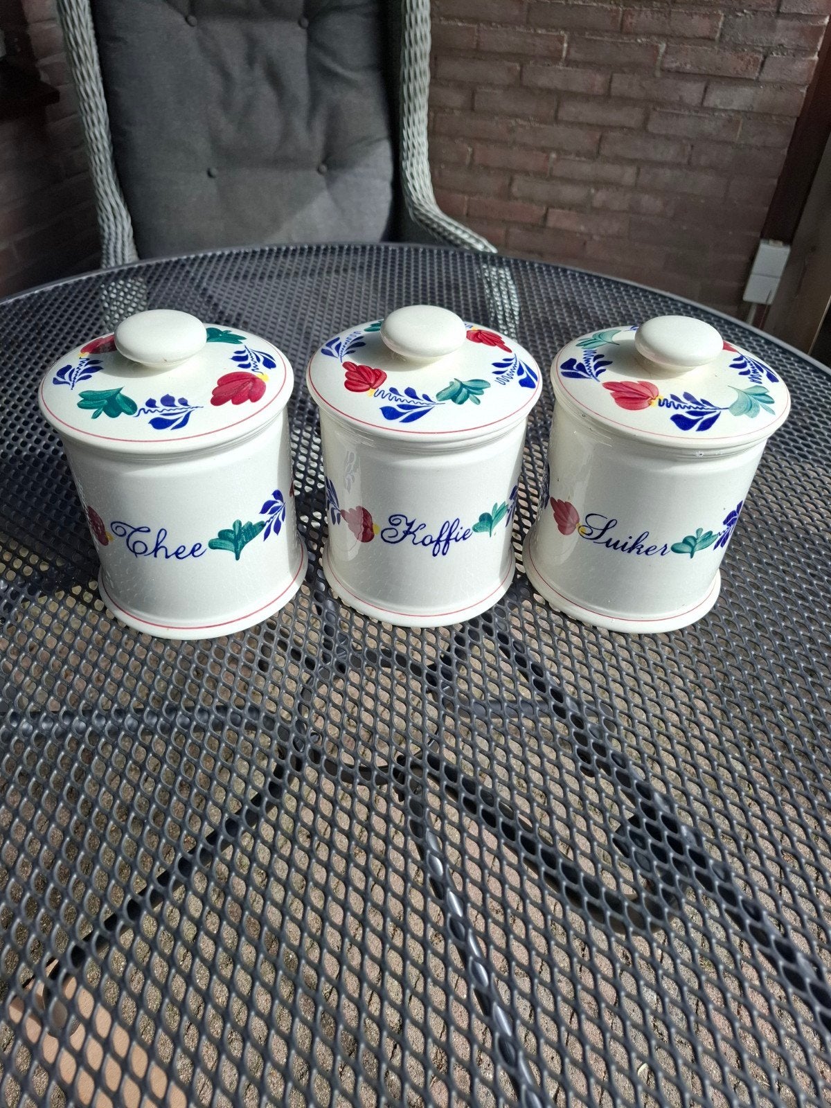 Vintage Boch theebus, koffiebus en suikerbus set, Antiek en Kunst, Ophalen of Verzenden
