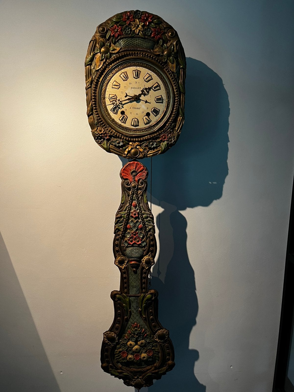 Antieke Franse wandklok, Baillet à Fenioux, Ophalen