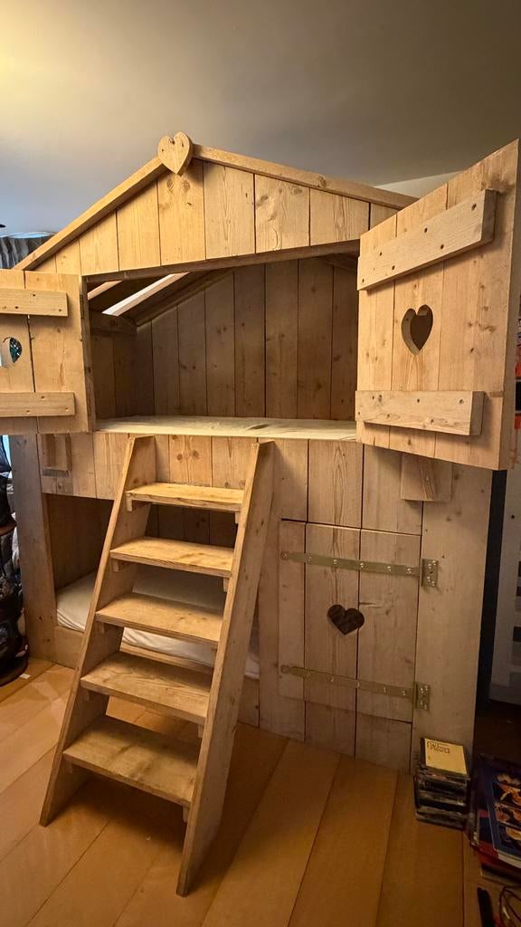 Mooi steigerhout stapelbed hoogslaper - Matras optioneel, Kinderen en Baby's, Kinderkamer | Stapelbedden en Hoogslapers, Ophalen of Verzenden