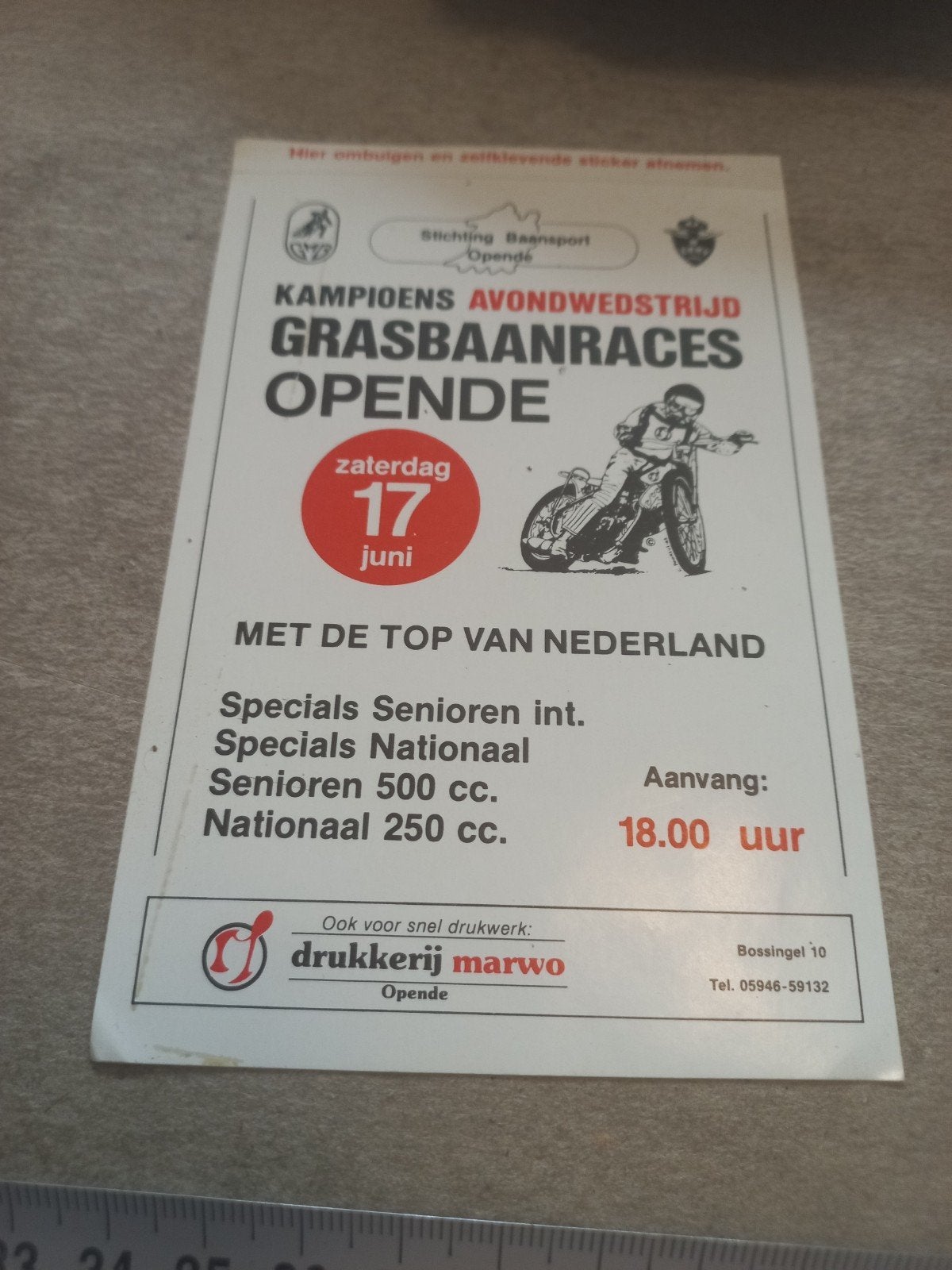 Kampioen avondwedstrijd grasbaanrace, Verzamelen, Stickers, Ophalen of Verzenden, Zo goed als nieuw
