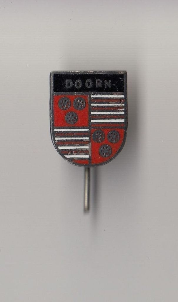 Doorn emaille Stadswapen, Gebruikt, Niet vindbaar, Niet vindbaar, Speldje of Pin