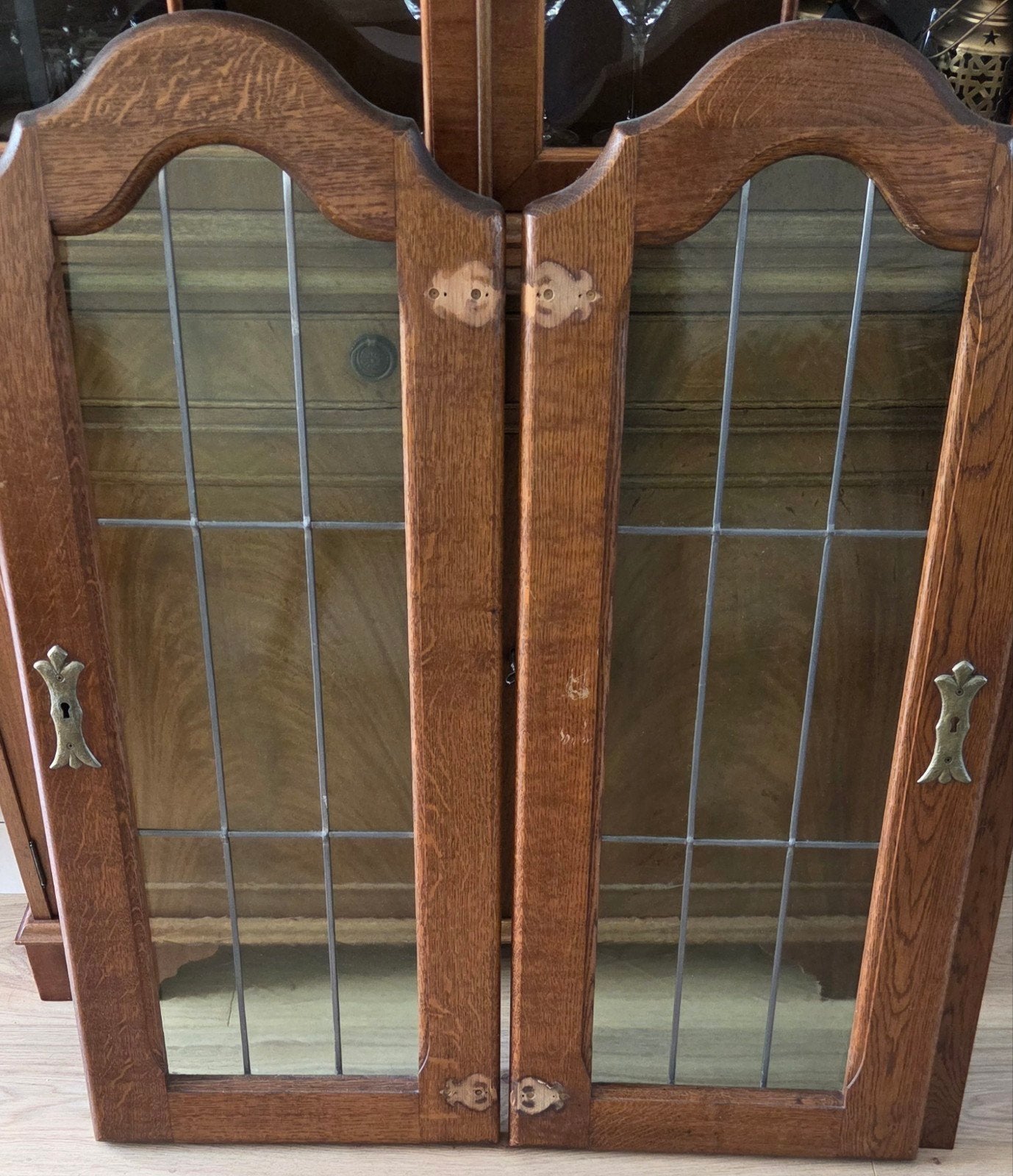 2 vintage houten deuren met origineel glas-in-lood, Ophalen of Verzenden