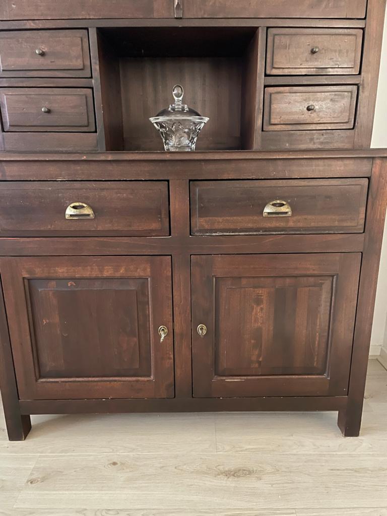 Houten buffetkast met vitrine, Antiek en Kunst, Antiek | Meubels | Kasten, Ophalen