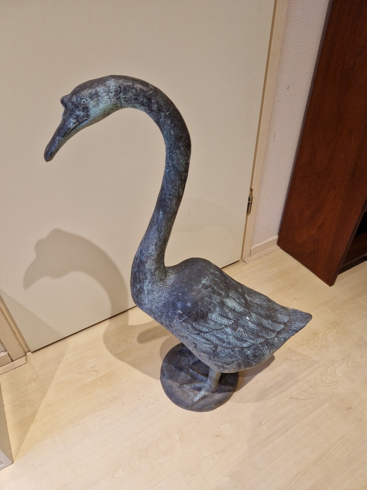 denk Koperen Zwaan Beeld voor Tuin of Interieur, Ophalen, Weerbestendig, 50 - 100 cm, Beeld