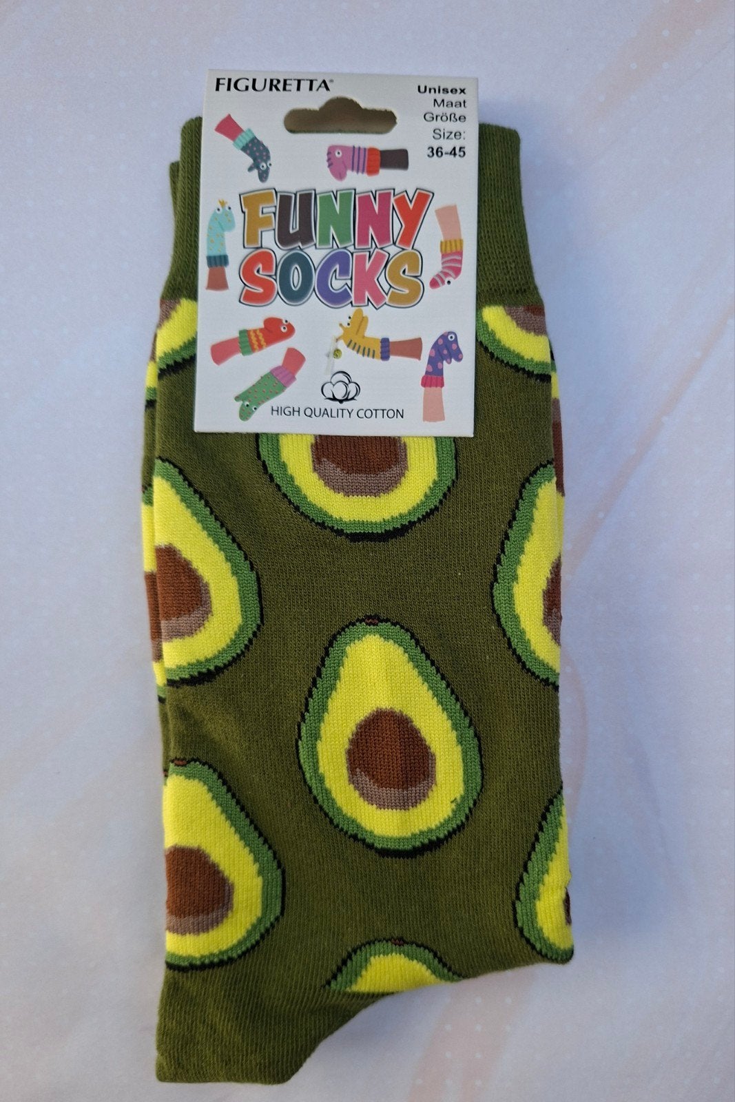 Funny Socks; One Size (Avocado-print), Sokken en Kniesokken, Overige kleuren, Nieuw, Overige maten