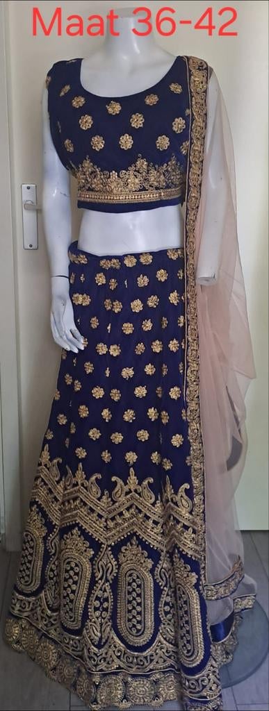 Prachtige Indiase Lehenga Choli - Maat 36-42, Kleding | Dames, Gelegenheidskleding, Maat 38/40 (M), Overige typen, Blauw, Ophalen of Verzenden