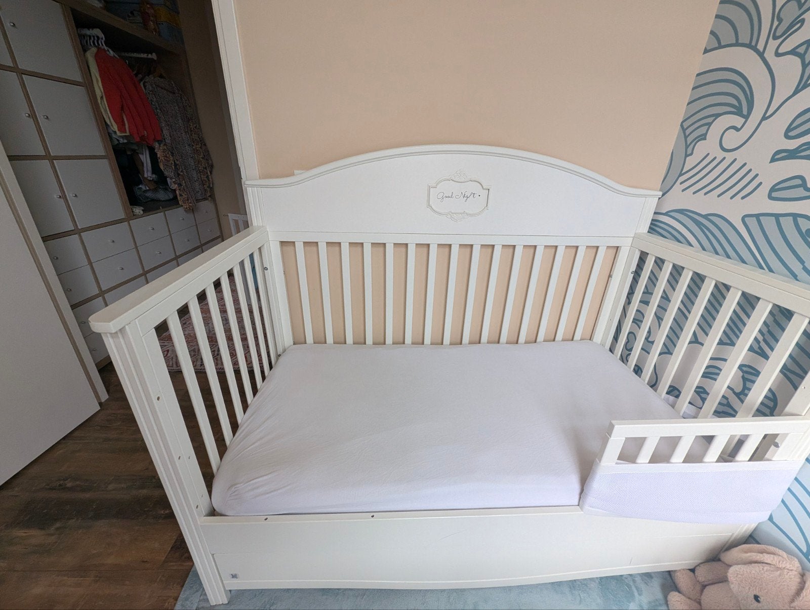 Bellamy Good Night Ledikant + matras en topper 140x70, Gebruikt, 70 tot 85 cm, Matras, 140 tot 160 cm