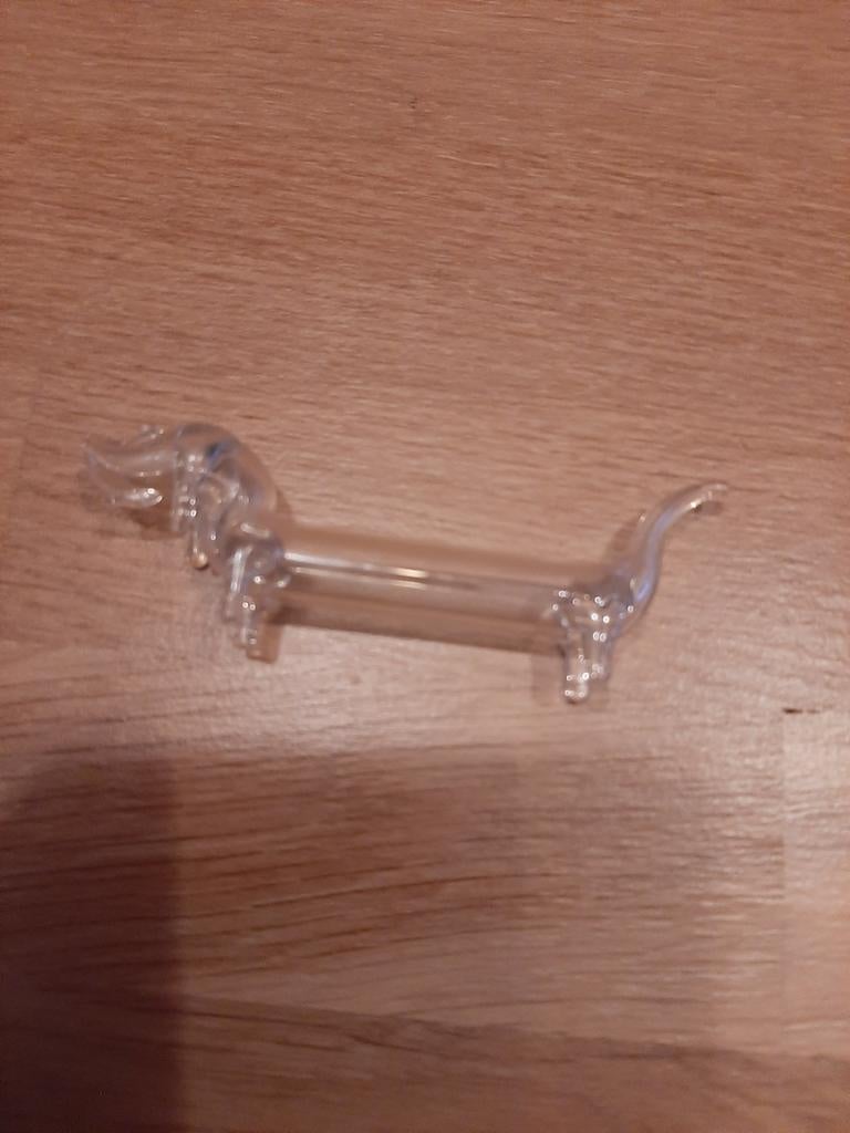 Glazen Teckel Pijpenlegger / Eetstokjeshouder, Ophalen of Verzenden