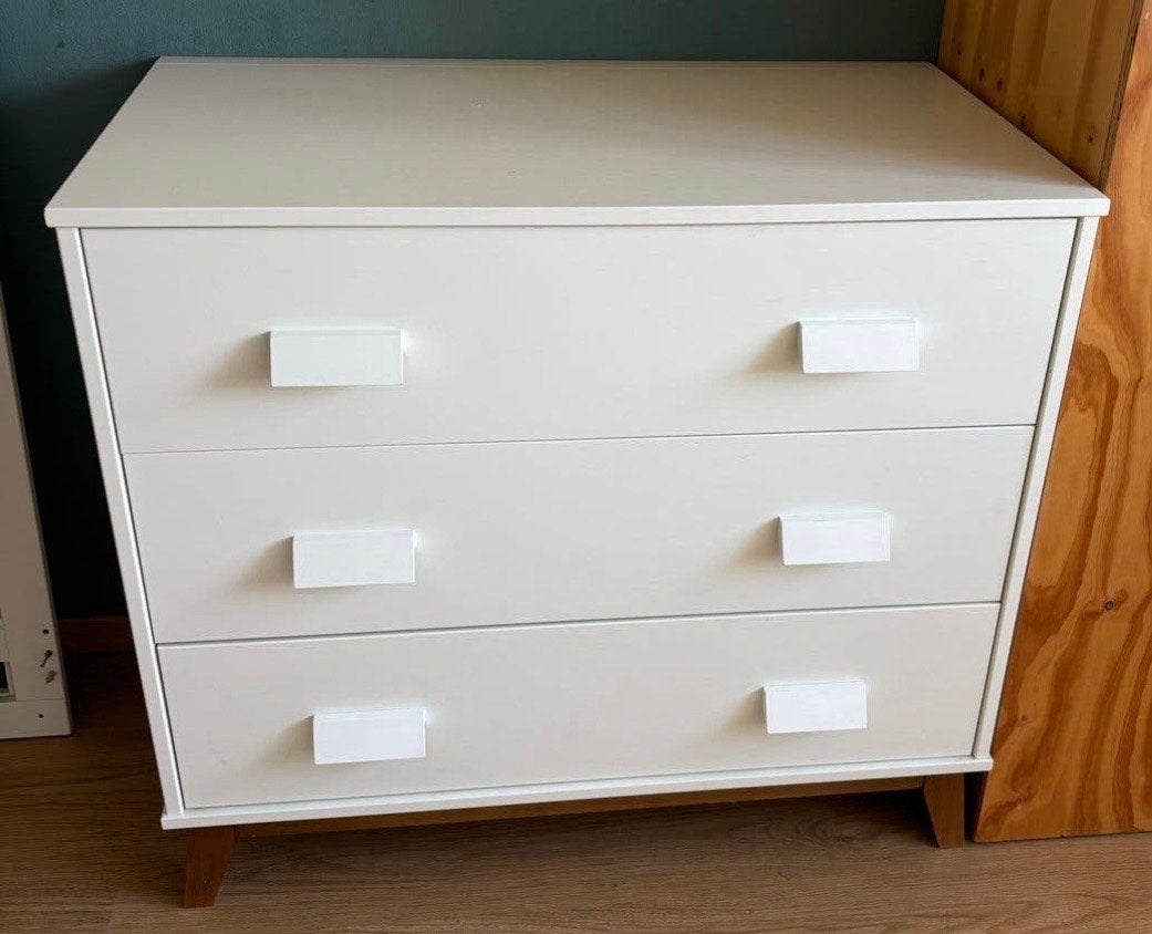 Witte Commode van Happy Baby met 3 Lades, Ophalen, 50 tot 70 cm, Zo goed als nieuw, 75 tot 100 cm