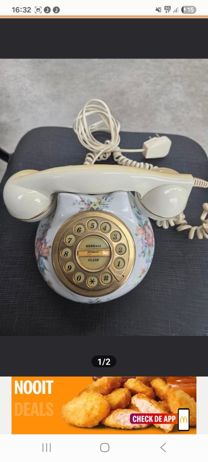 Vintage Royal Albert Constance porseleinen telefoon, Antiek en Kunst, Ophalen of Verzenden