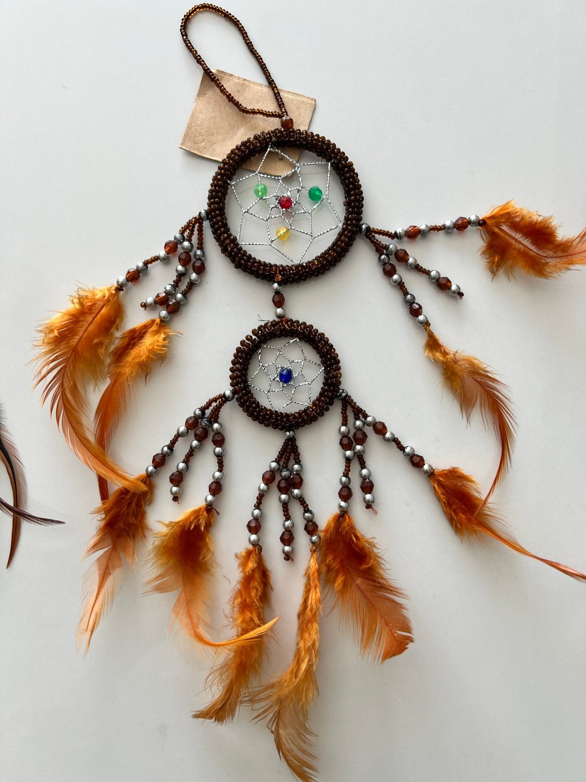Dromenvanger met veren en kralen - Handgemaakt, Meerkleurig, Boho, Nieuw, Ophalen of Verzenden