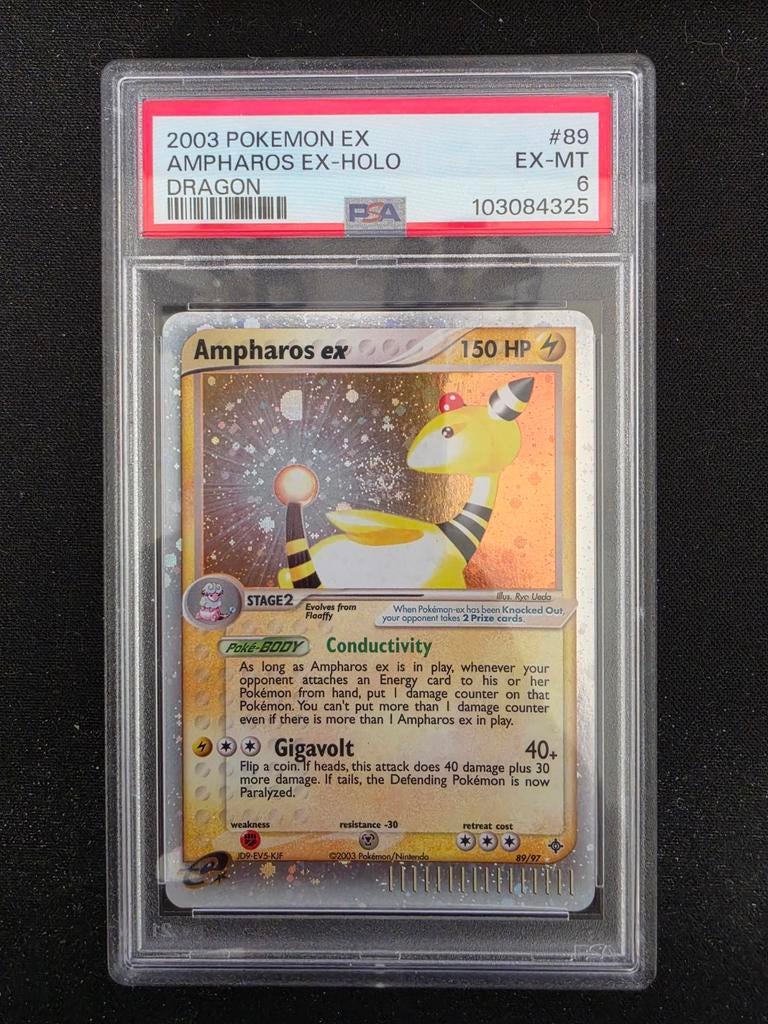 Ampharos ex dragon 89 PSA6, Ophalen of Verzenden, Zo goed als nieuw, Losse kaart, Foil